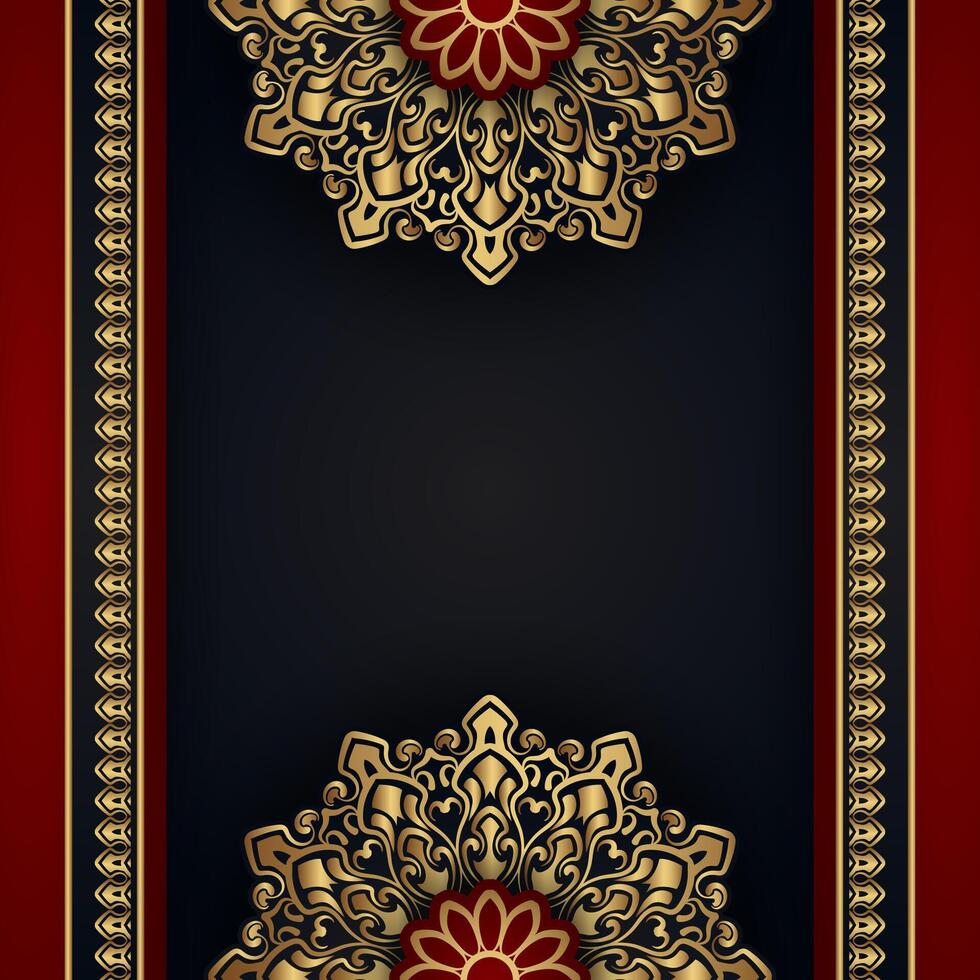 red and black background with gold border vector