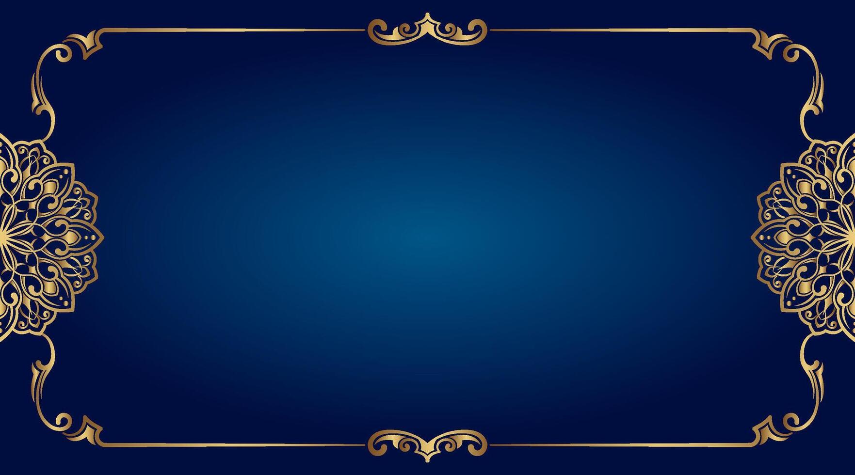 gold ornament frame on blue background vector