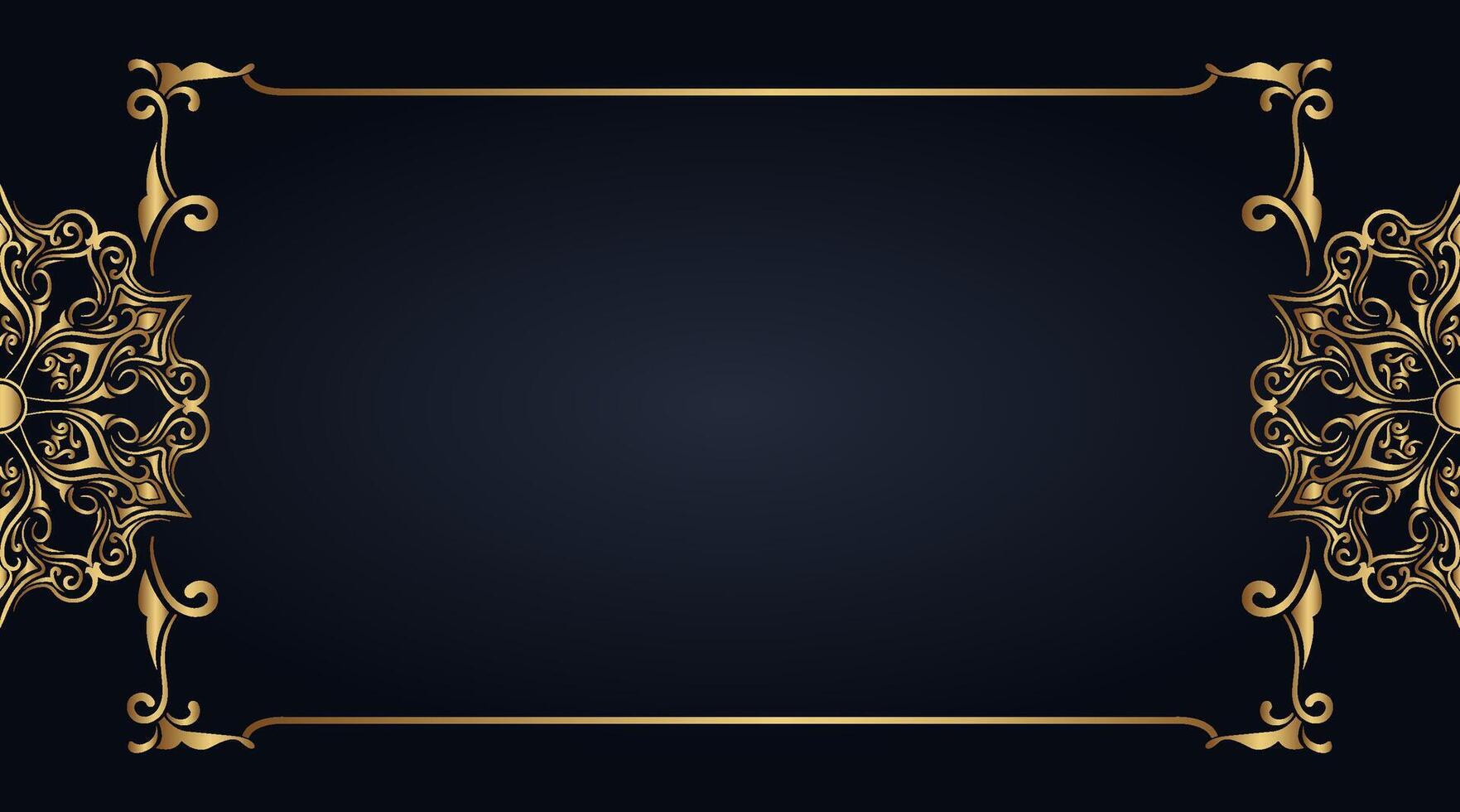 gold ornament frame on black background gradation vector