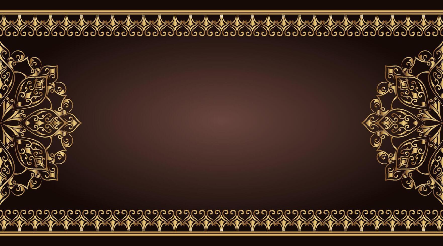 brown background with gold mandala decoration vector