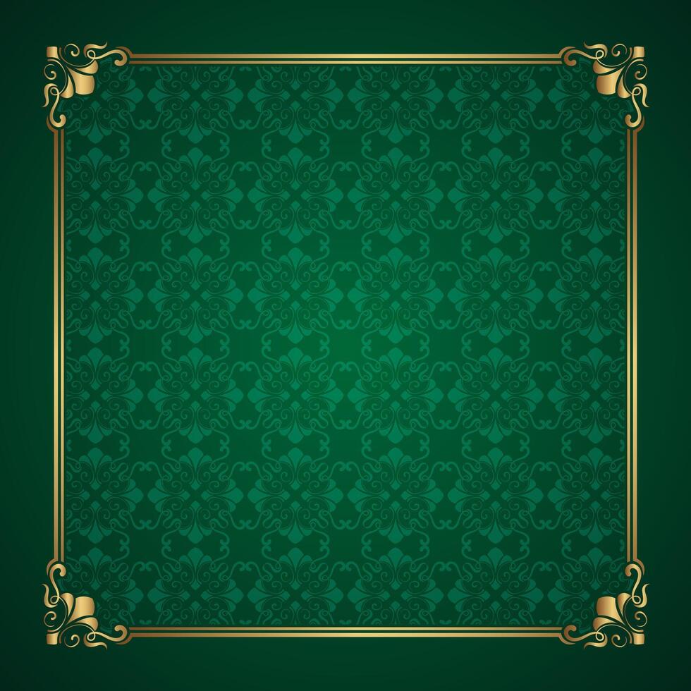 vintage gold frame with abstract pattern background vector