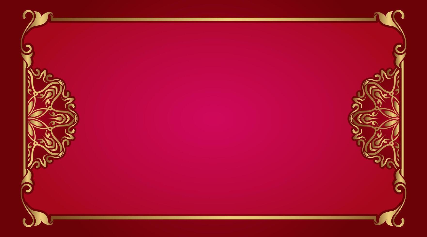 floral ornament frame and mandala on red background vector