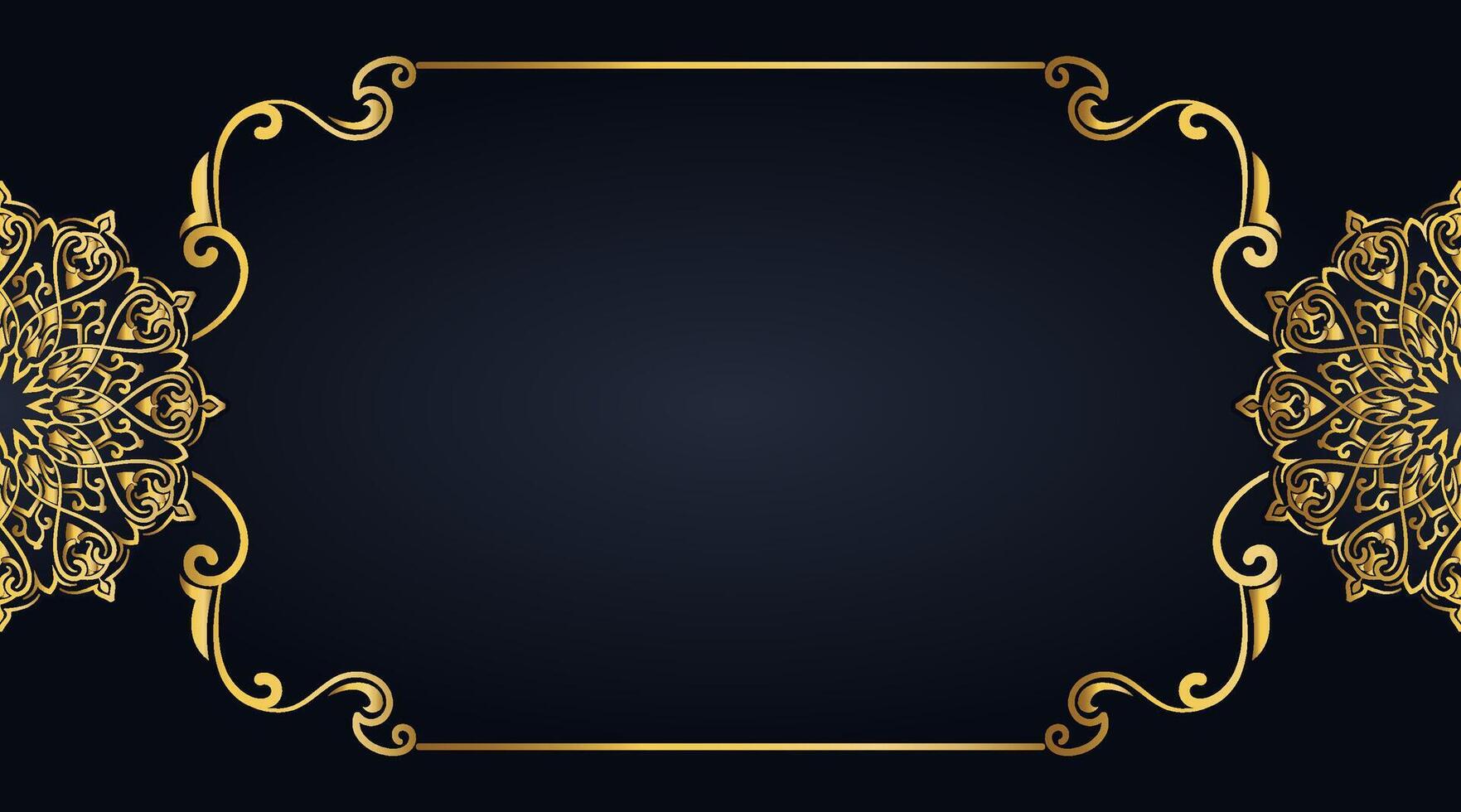 gold ornament frame on black background vector