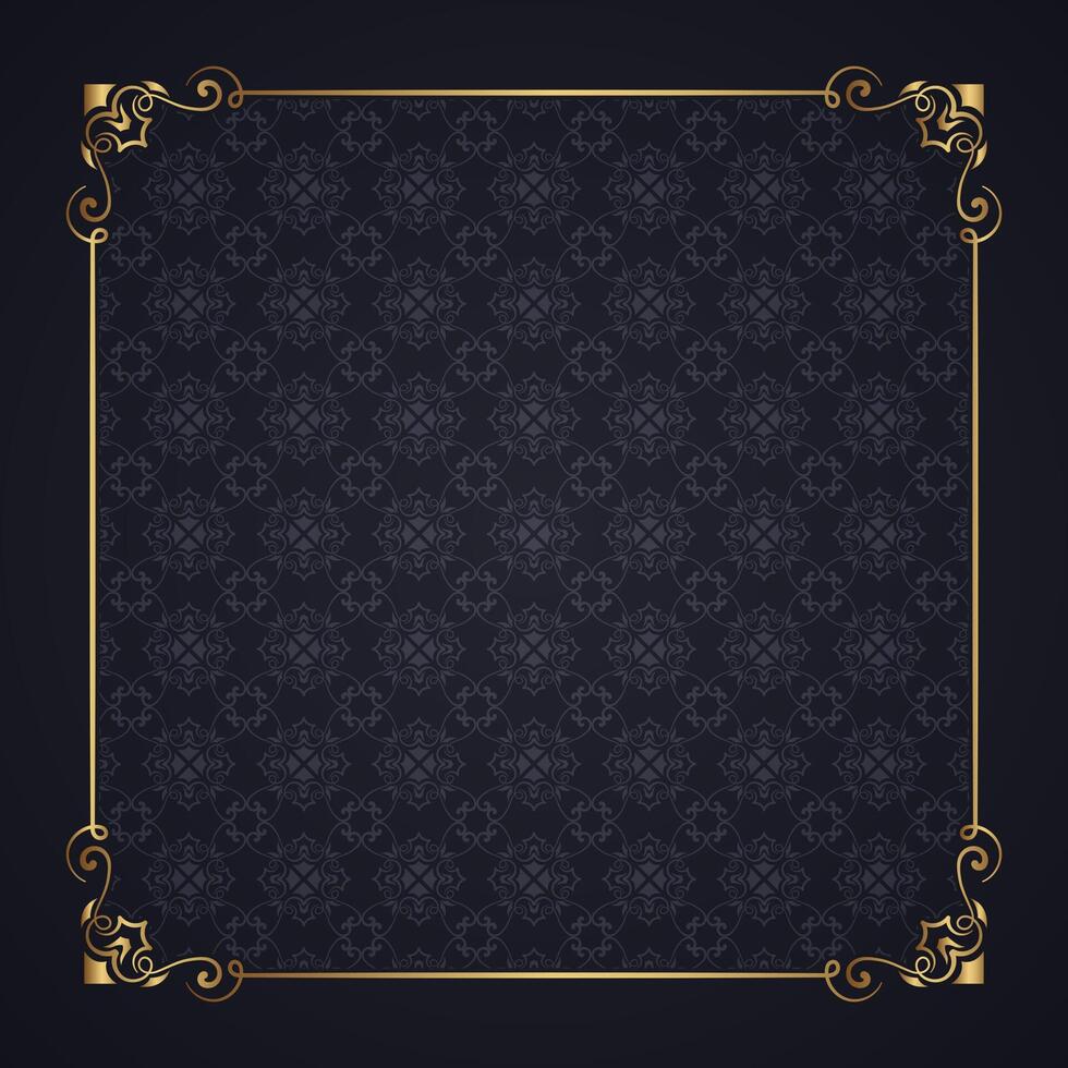 vintage decorative frame with black abstract pattern background vector