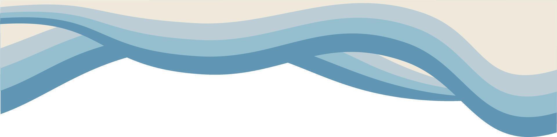 Layered Blue Waves shapes. Decorative Element of Header and Corner Border Frame. vector
