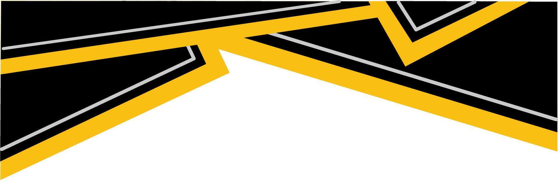 Black Geometric Shapes With White and Yellow Lines. Decorative Element of Header and Corner Border Frame. vector