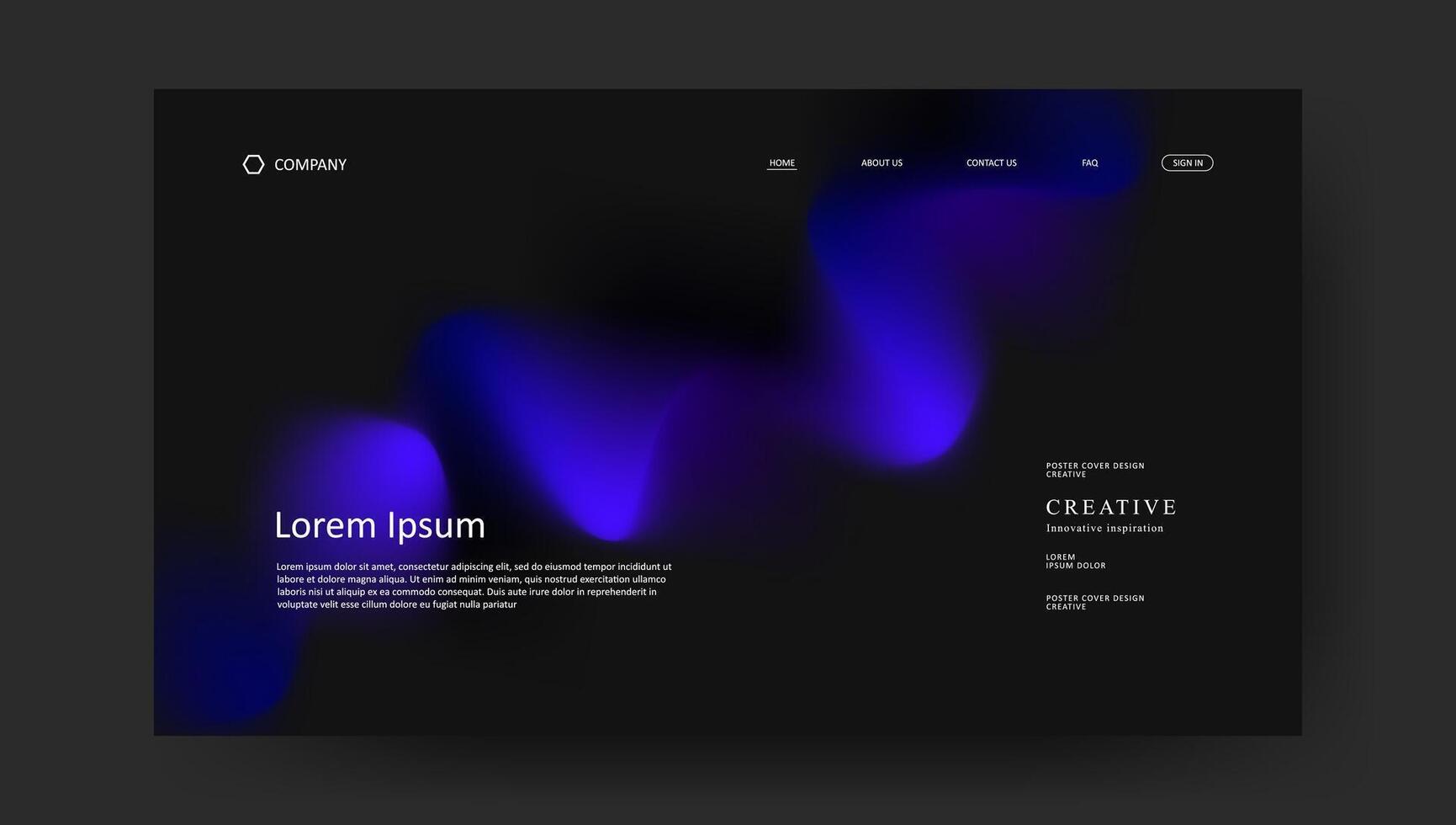 fluid wave futuristic design of landing page. retro gradient website design vector
