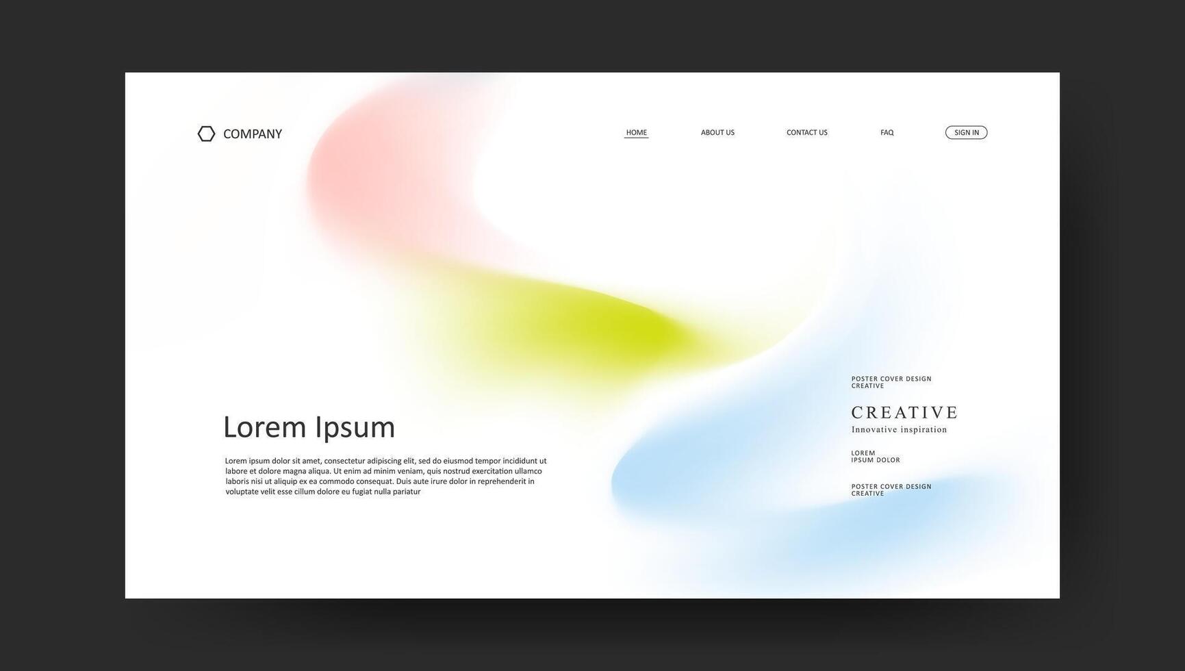 Abstract wave futuristic design of landing page. colorful fluid gradient website design vector