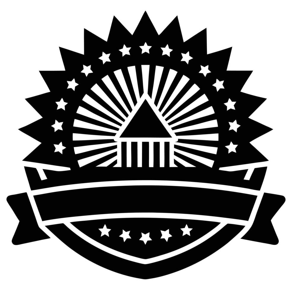 Vintage american style icon featuring federal building and ribbon banner vector