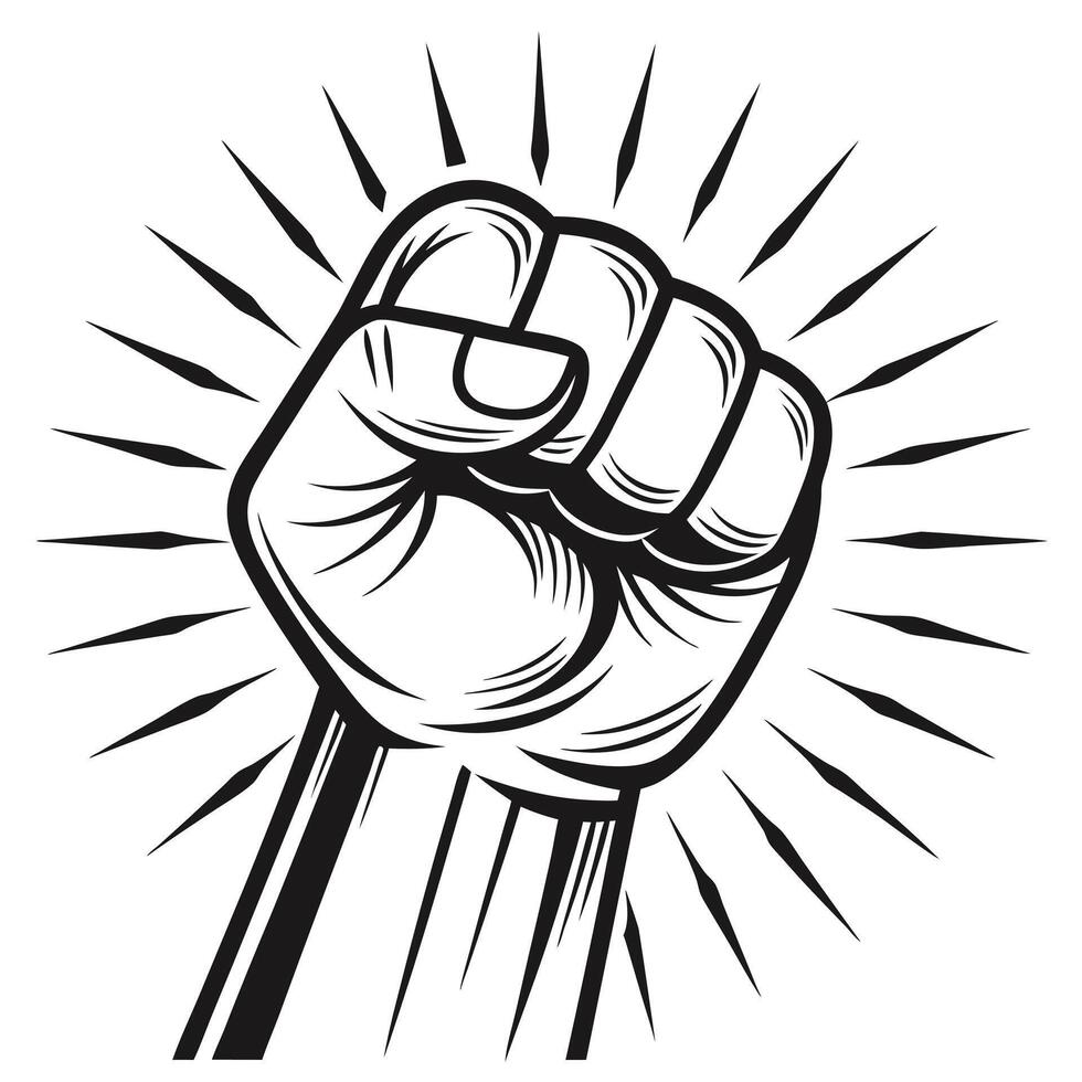 Raised clenched fist symbolizing resistance solidarity rebellion revolution and protest vector