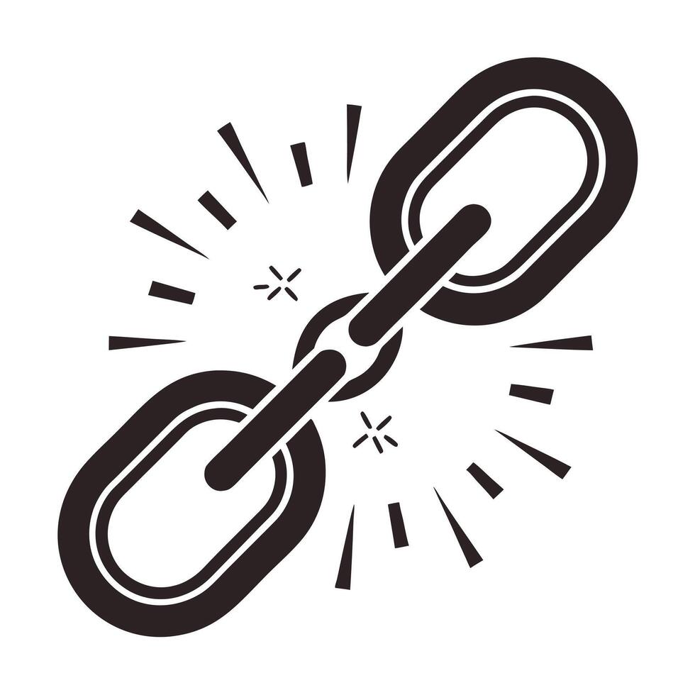 Strong chain link connection minimalist black and white illustration vector