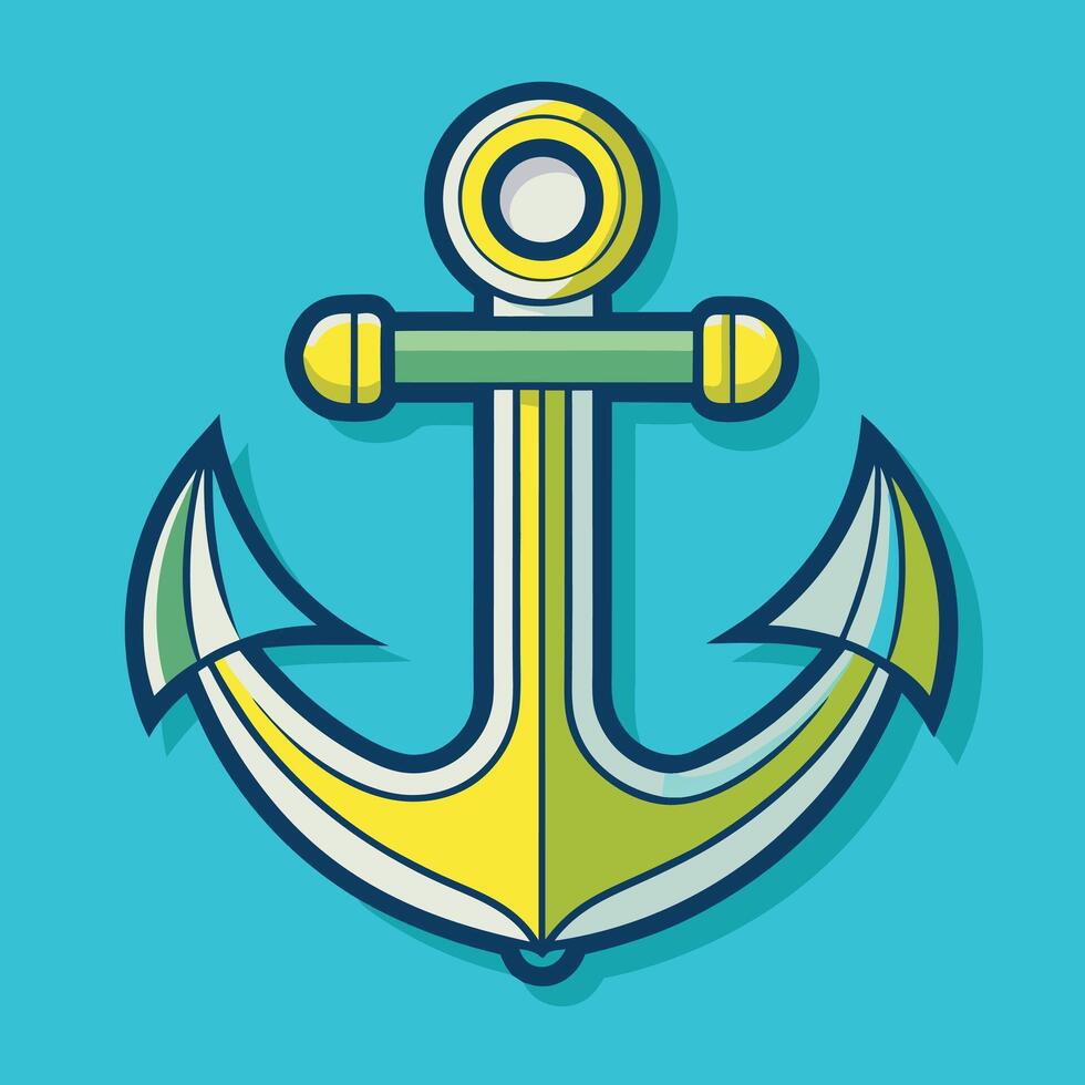 Yellow and green anchor illustration on a blue background vector