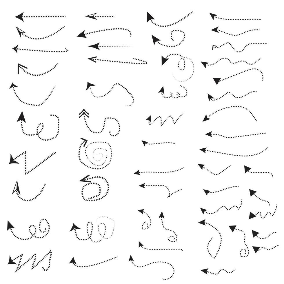 Doddle arrow set. Black arrow icons set. vector