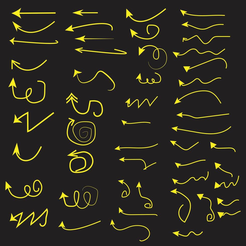 Hand drawn organic arrow set. Hand drawn arrow icons set. vector