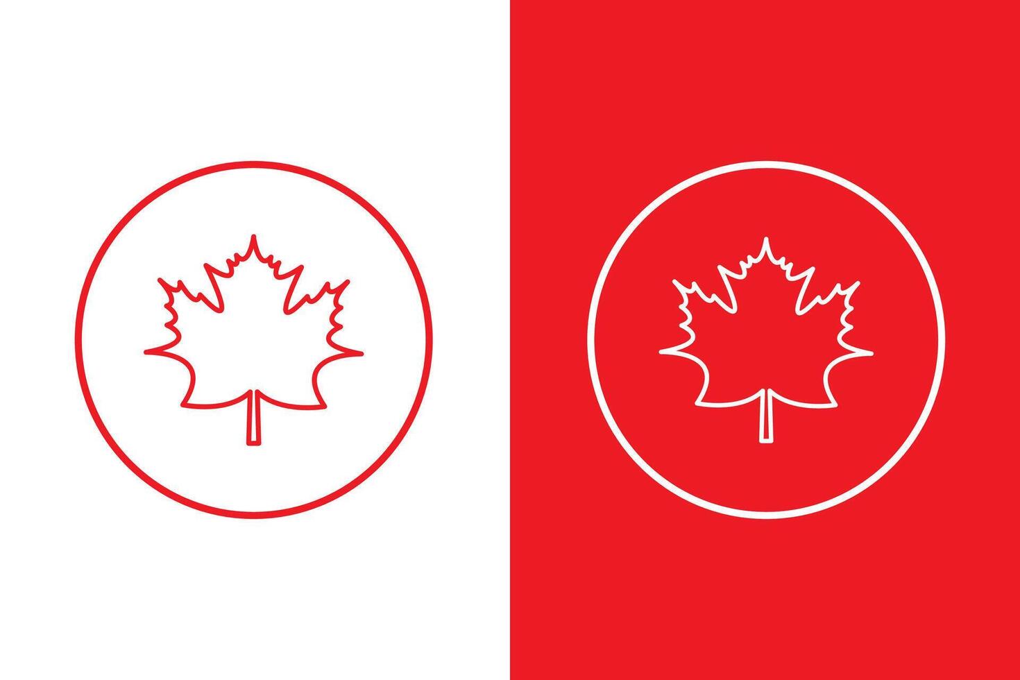 Maple leaf outline icon set vector