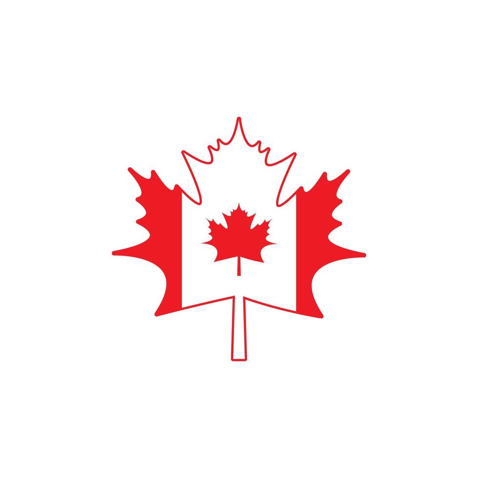 Red Maple leaf icon linear logo vector