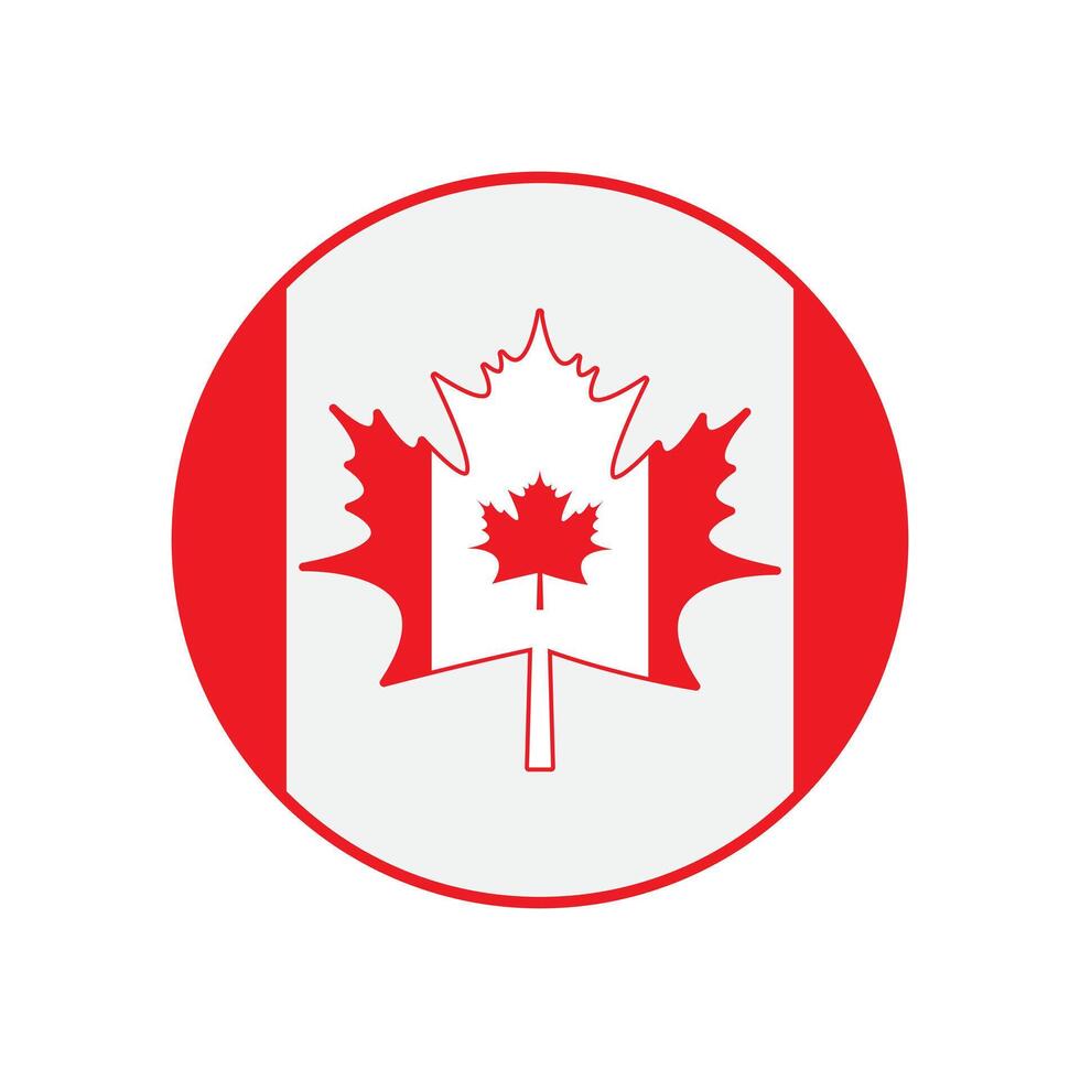 Canada flag in circle shape, Canada flag design, Flag icon. vector