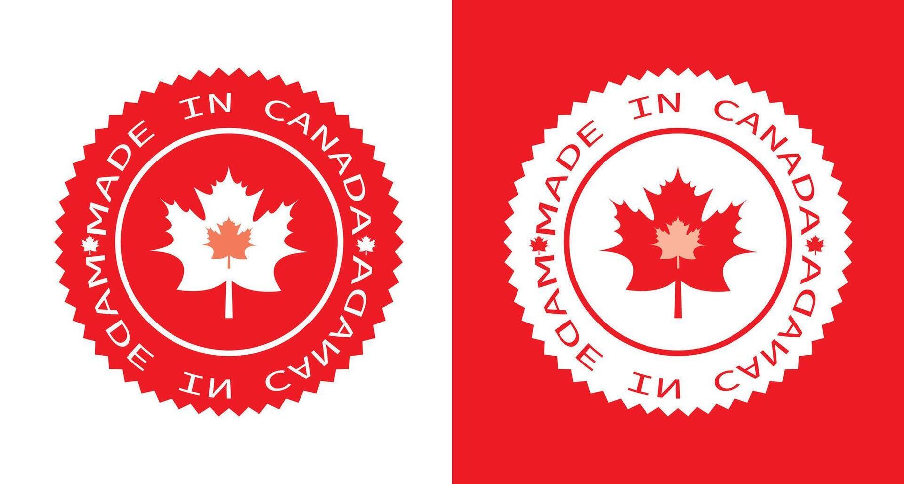 Red made in Canada icon set. vector