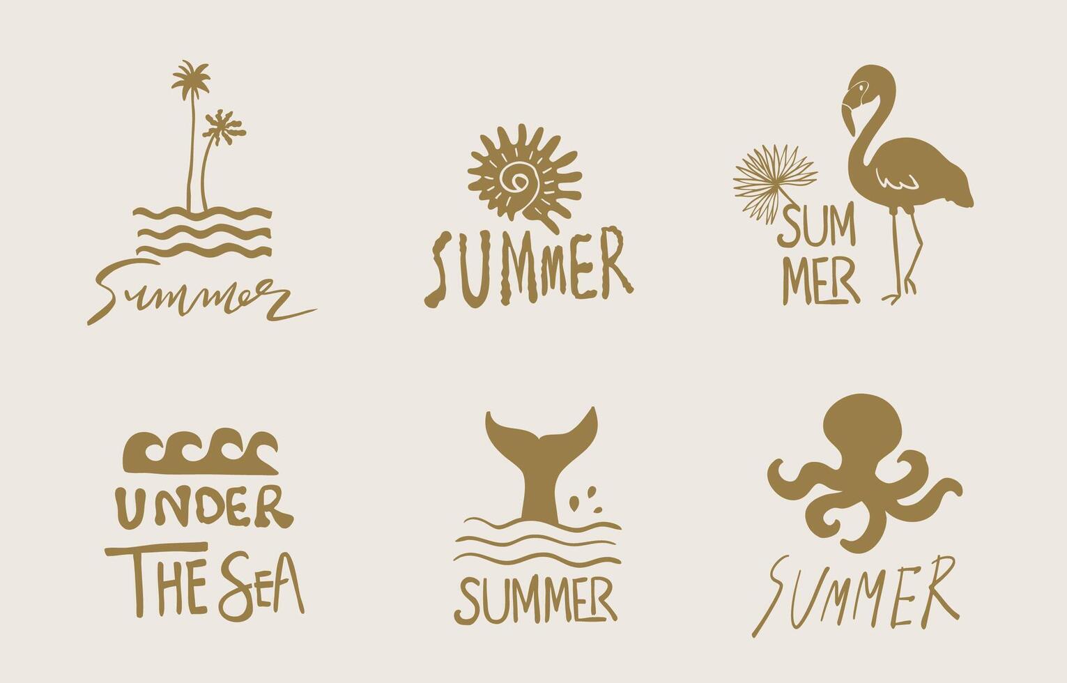 summer icon with shell , flamingo vector