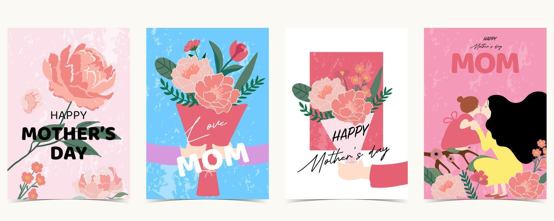 pink mother day background with flower vector