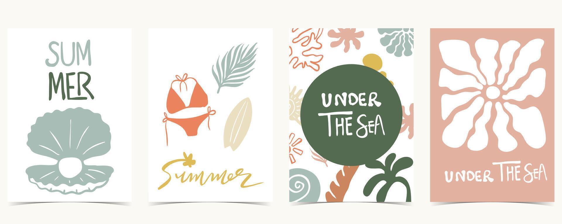 Summer groovy background with tree,sea,sun. graphic for a4 vertical design vector