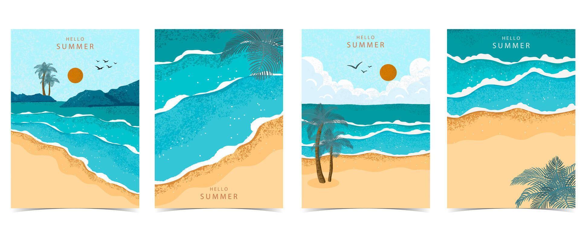 blue beach summer background vector