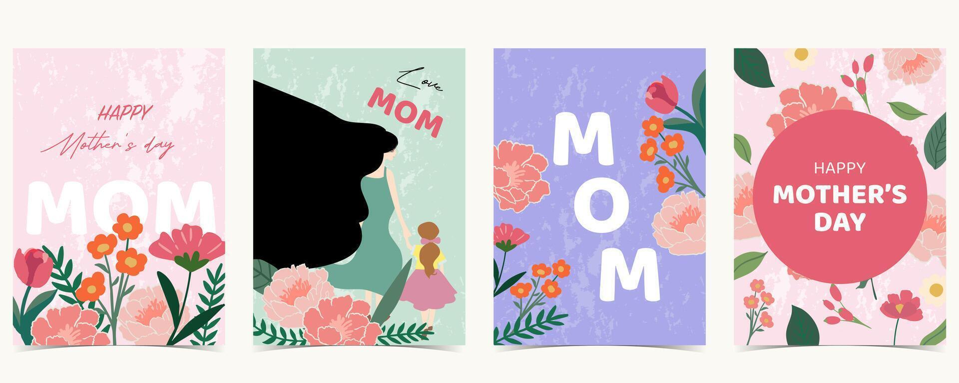 mom and mother day a4 background vector