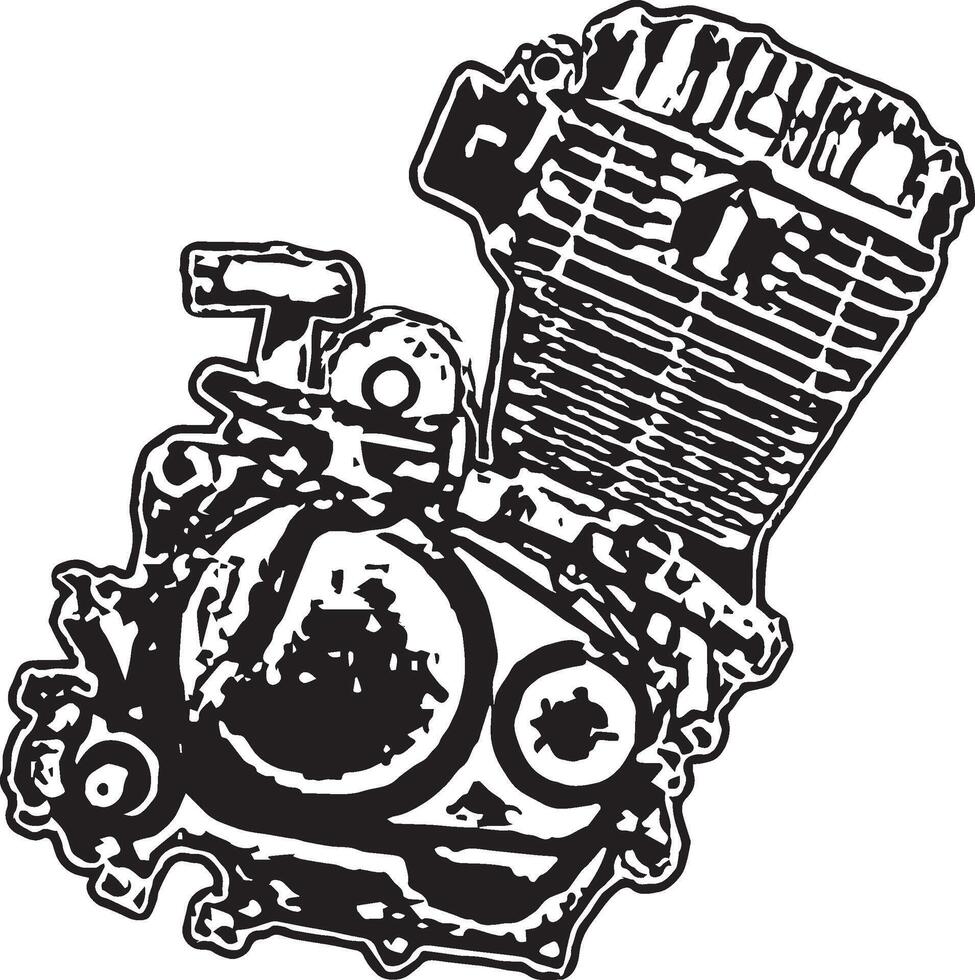 Grunge illustration of a motorcycle engine vector