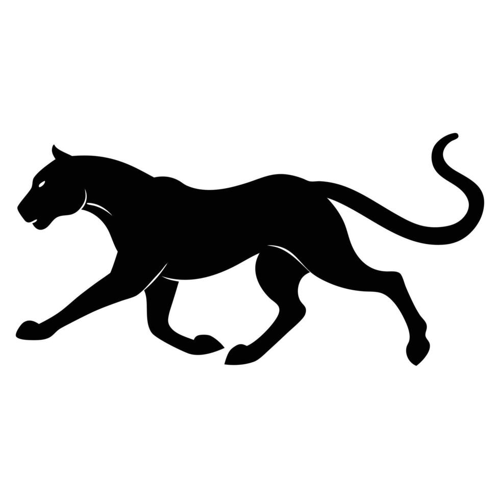 A running silhouette catamount of different on a white background. vector