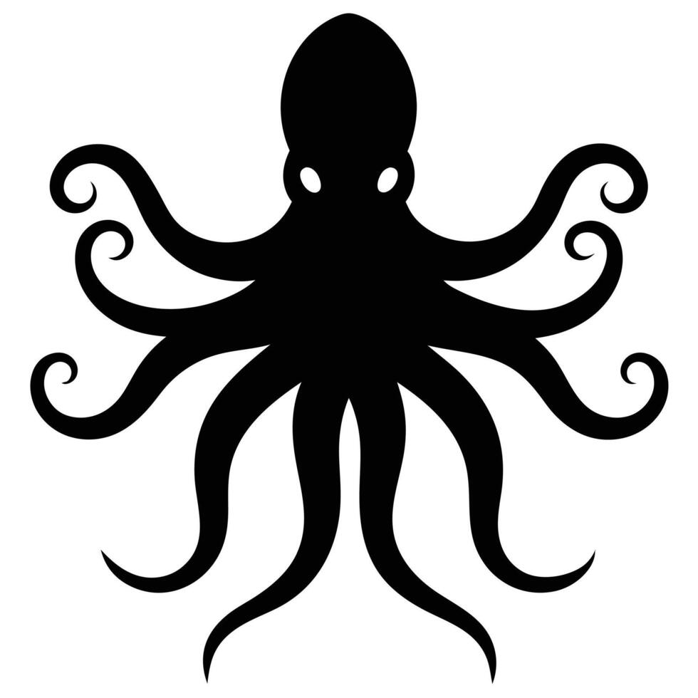 A running silhouette octopus of different on a white background. vector
