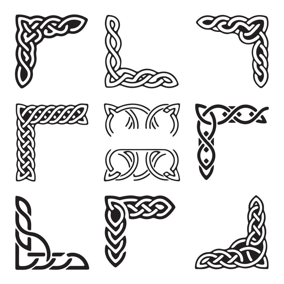 Set of Celtic Knot Corner Decor Designs vector