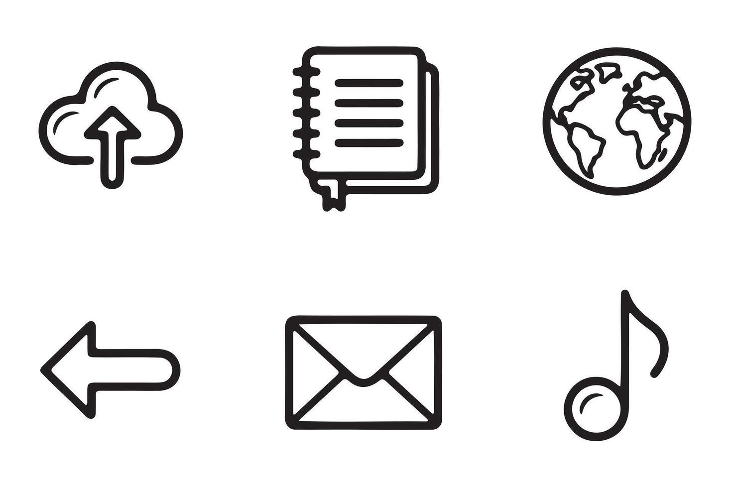 Simple Line Icons Representing Global Communication and Media vector