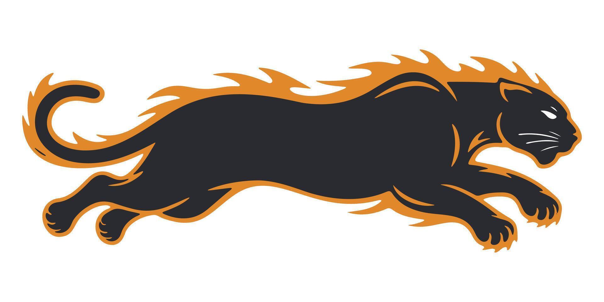 Powerful Black Panther in Fiery Pursuit vector