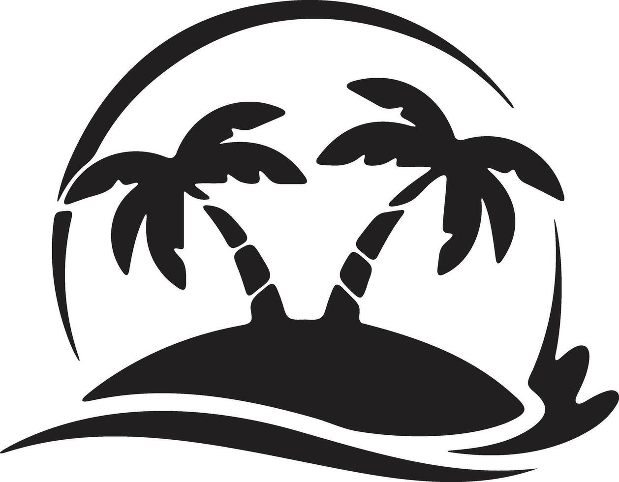 Tropical Island Silhouette Graphic vector