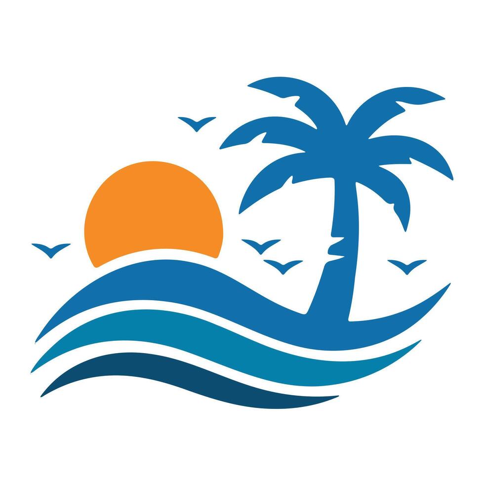 Tropical Sunset Over the Ocean Waves A Peaceful Vacation Scene vector