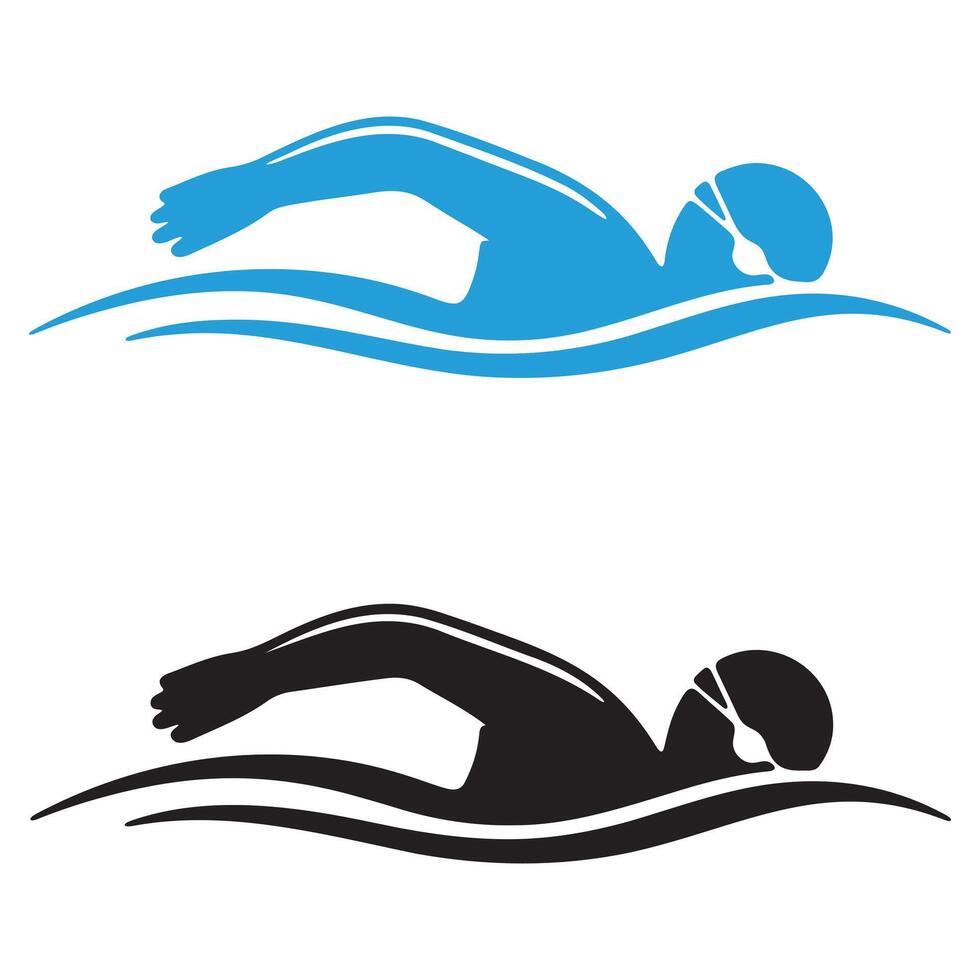 Swimming Stroke Silhouette Icon Set vector