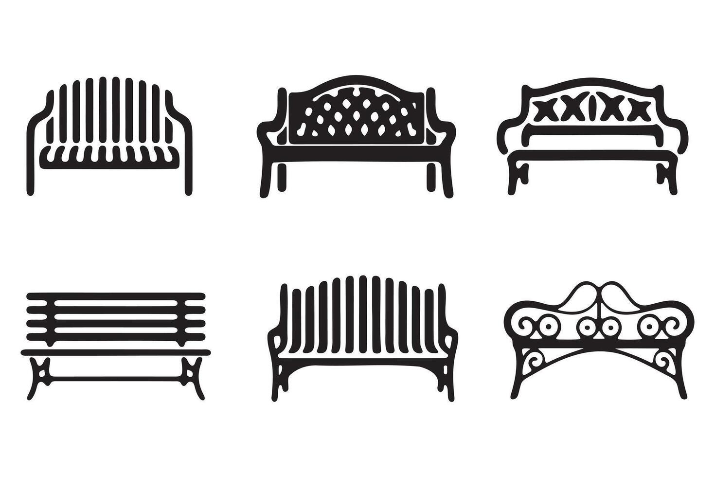 Illustration of Various Park Benches vector