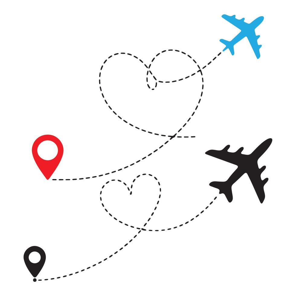 Heart-shaped Flight Path A Romantic Journey by Plane vector