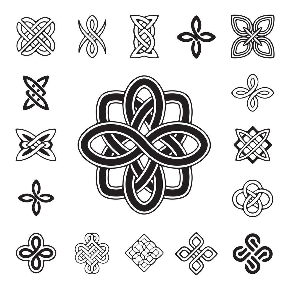 Collection of Intricate Celtic Knotwork Designs vector
