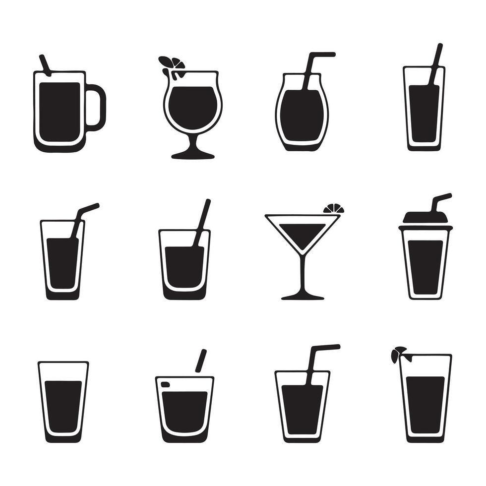 Collection of Various Beverage Icons vector