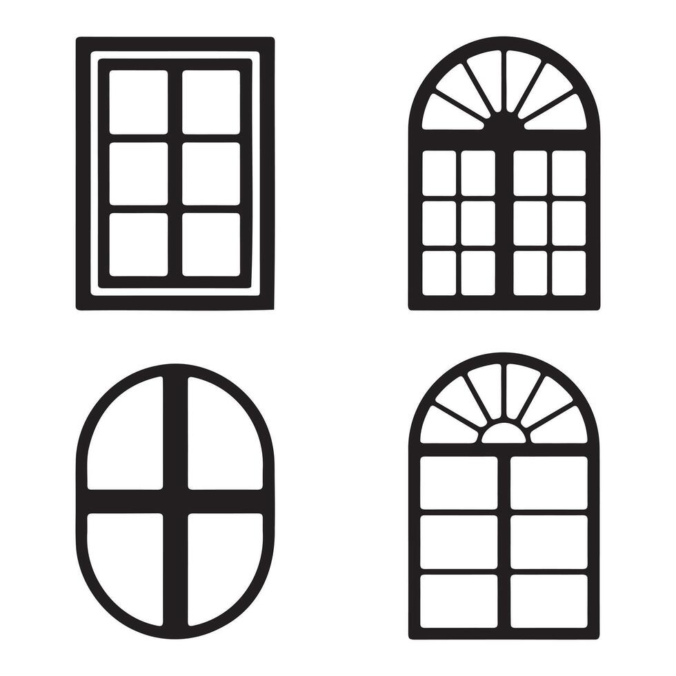 Four Different Types of Windows Illustration vector