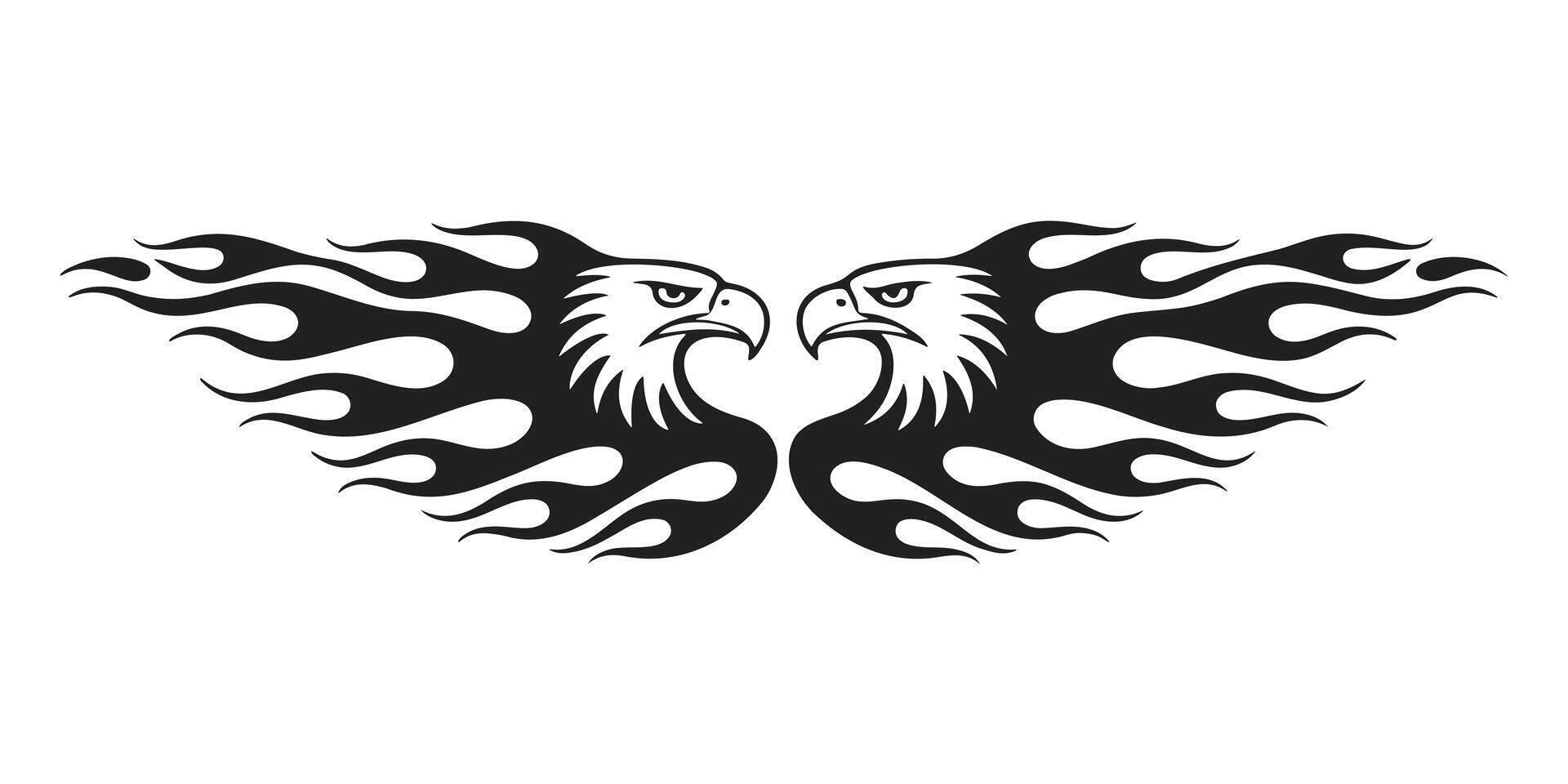 Two eagles with flames, perfect for vehicle graphics. vector