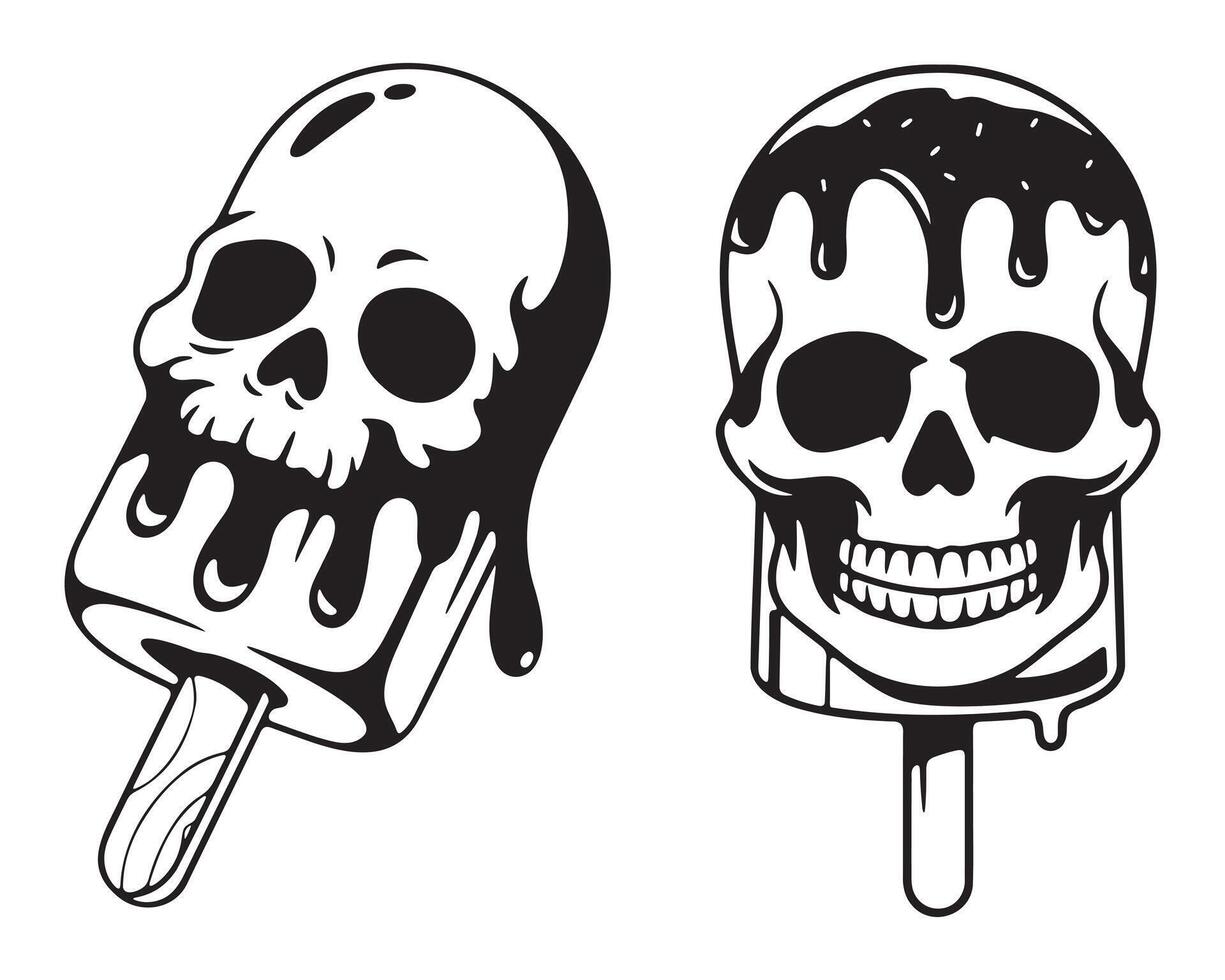 Spooky Skull Ice Cream Pops A Unique Design for Graphic Design vector