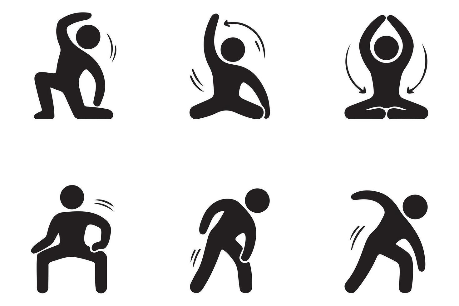 Simple Black and White Stretching Exercises Icons vector