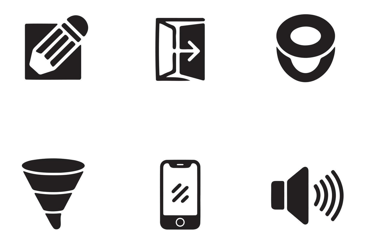 Simple Black Icons Representing Content Creation, Marketing, and Communication vector