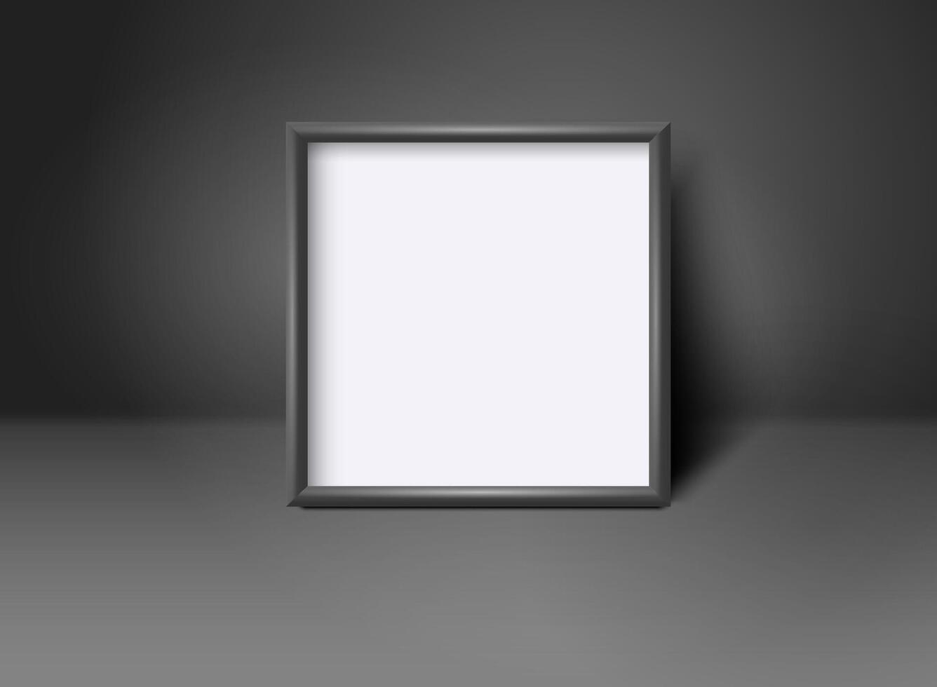 Realistic square blank black frame with white in black interior vector