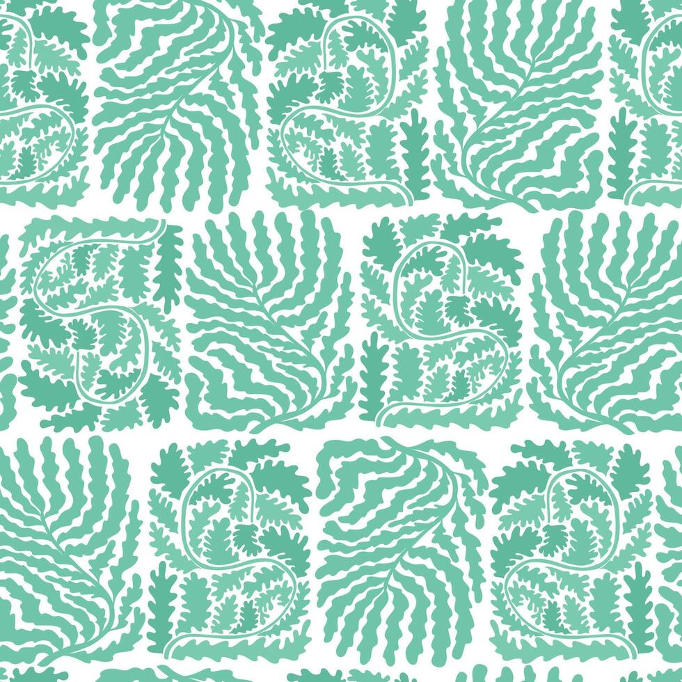 Abstract green floral elements, branches with leaves seamless pattern for wallpaper, wrapping paper, textile prints, scrapbooking, stationery, etc. EPS 10 vector