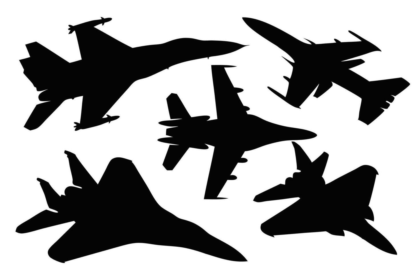 Fighter jet silhouettes set illustration on white background vector