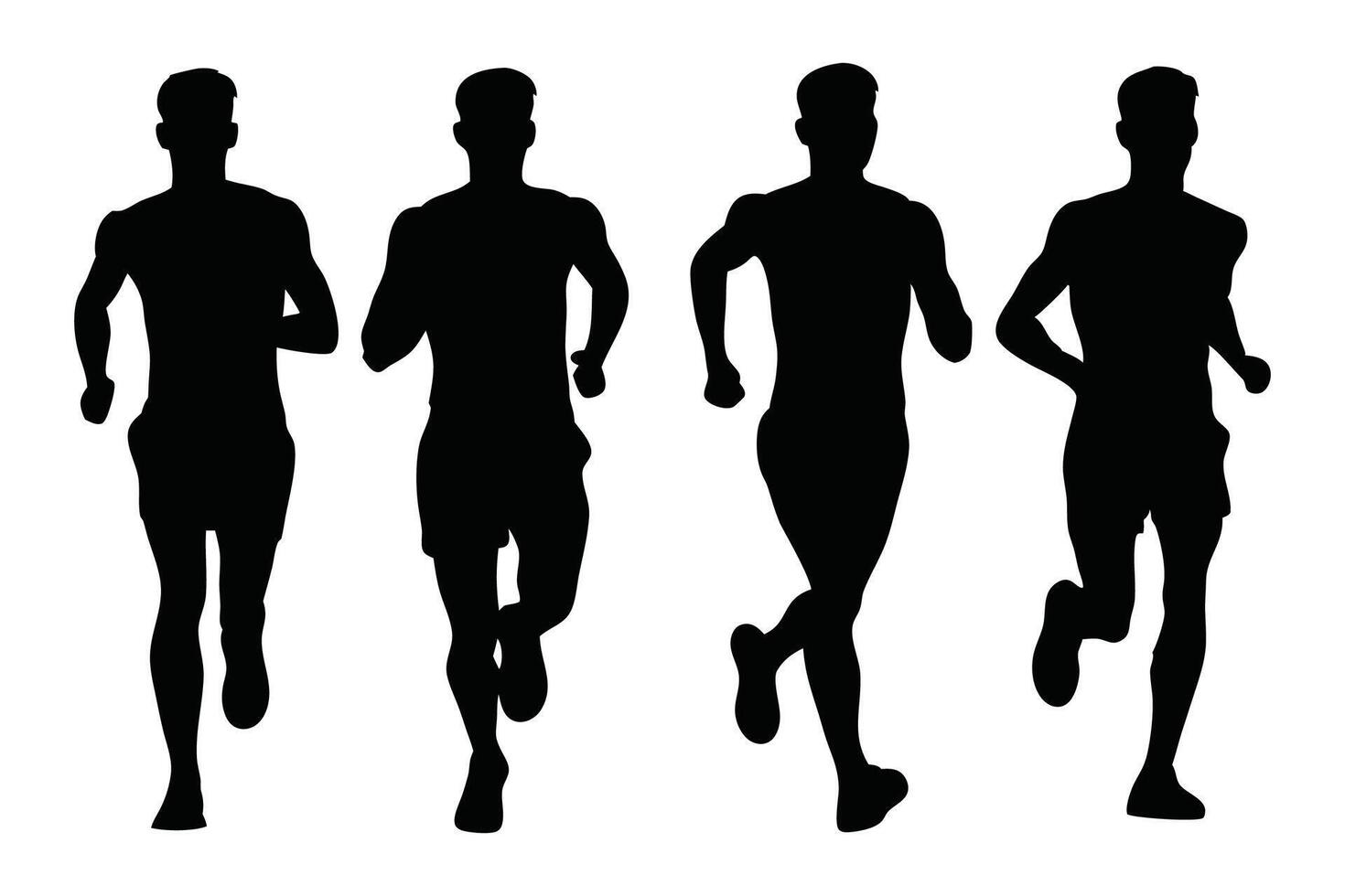 Man relay run sport silhouettes set isolated flat illustration on white background vector