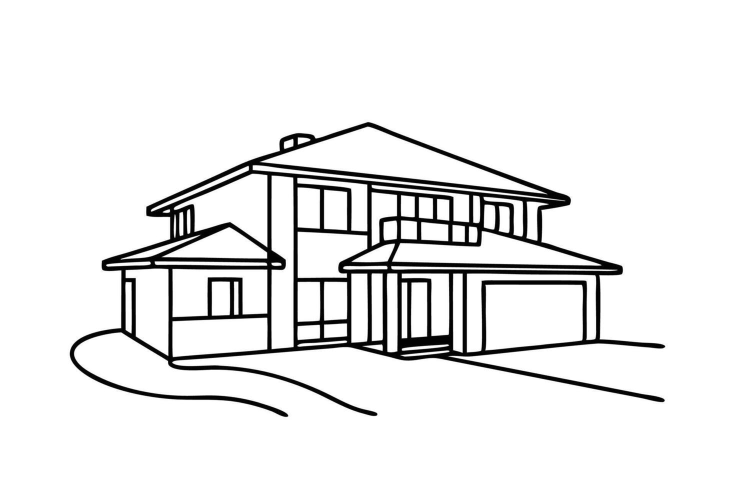 Labyrinth Creative house line art flat illustration. vector
